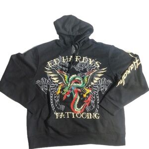 Ed Hardy Black and Multicolor Graphic Men's Sweater